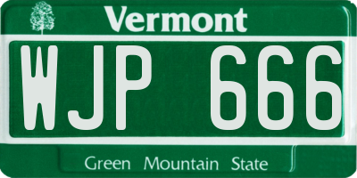 VT license plate WJP666