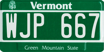 VT license plate WJP667