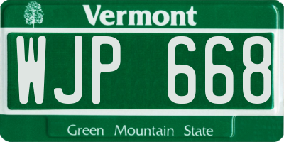 VT license plate WJP668