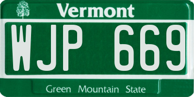 VT license plate WJP669