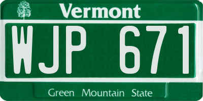 VT license plate WJP671