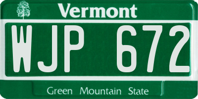 VT license plate WJP672