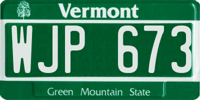 VT license plate WJP673