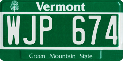 VT license plate WJP674