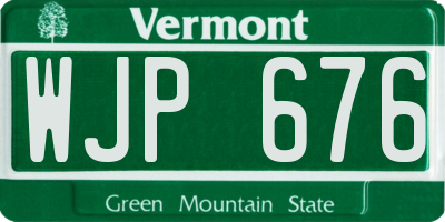 VT license plate WJP676