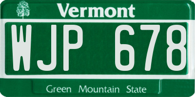 VT license plate WJP678
