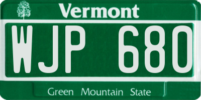 VT license plate WJP680