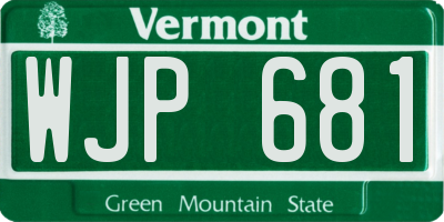 VT license plate WJP681