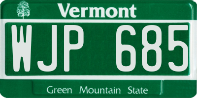 VT license plate WJP685