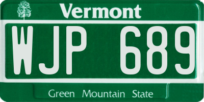 VT license plate WJP689