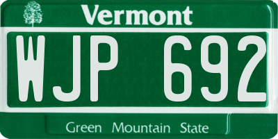 VT license plate WJP692