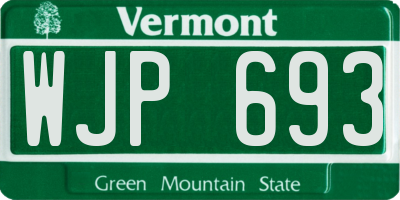 VT license plate WJP693
