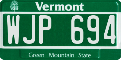 VT license plate WJP694