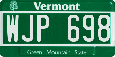 VT license plate WJP698
