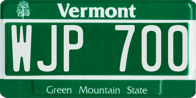 VT license plate WJP700