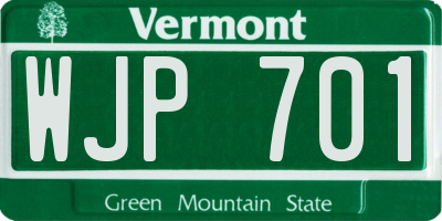 VT license plate WJP701