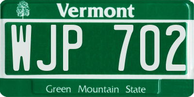 VT license plate WJP702