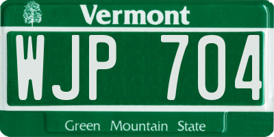 VT license plate WJP704