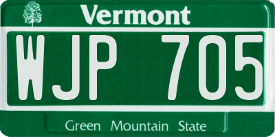 VT license plate WJP705