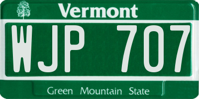 VT license plate WJP707