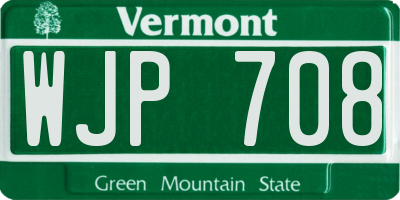 VT license plate WJP708