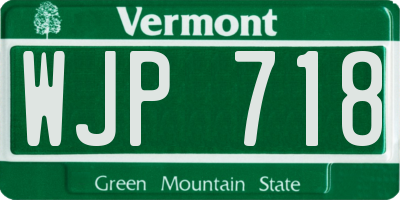 VT license plate WJP718