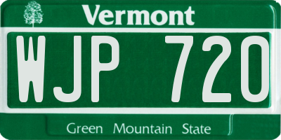 VT license plate WJP720