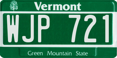 VT license plate WJP721