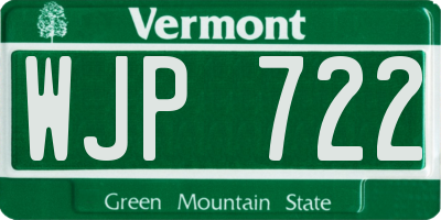VT license plate WJP722