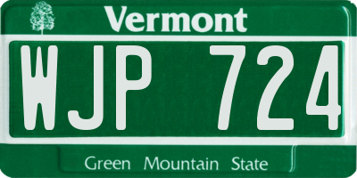 VT license plate WJP724