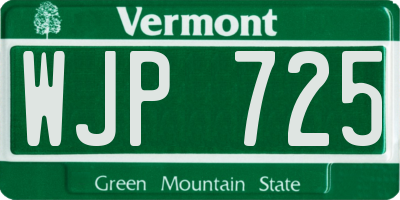 VT license plate WJP725