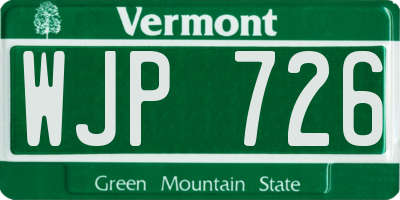 VT license plate WJP726