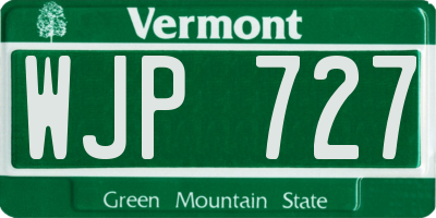 VT license plate WJP727