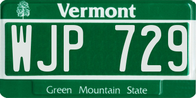 VT license plate WJP729