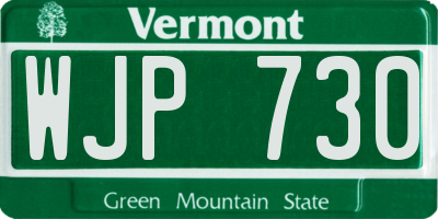 VT license plate WJP730