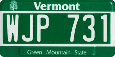 VT license plate WJP731