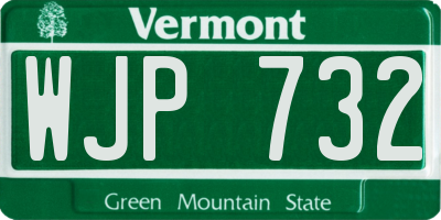 VT license plate WJP732