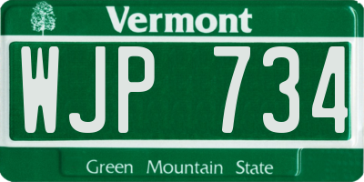 VT license plate WJP734