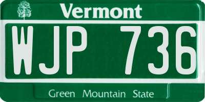 VT license plate WJP736
