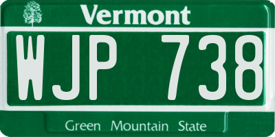 VT license plate WJP738