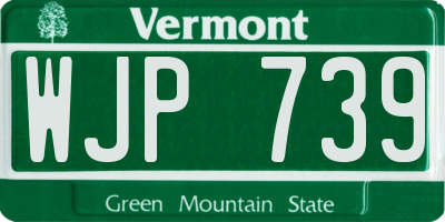 VT license plate WJP739