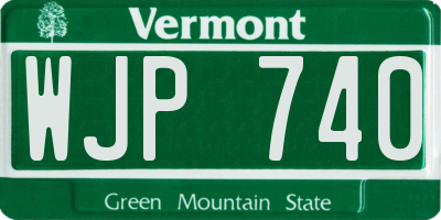 VT license plate WJP740