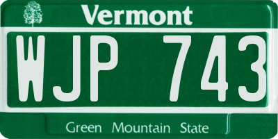 VT license plate WJP743