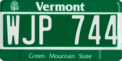 VT license plate WJP744