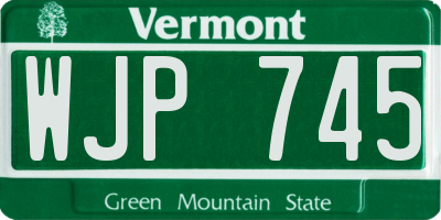 VT license plate WJP745