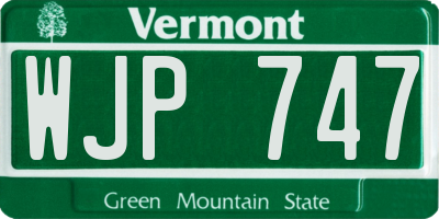 VT license plate WJP747