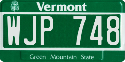 VT license plate WJP748