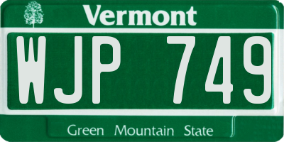 VT license plate WJP749
