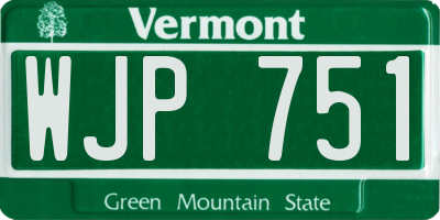 VT license plate WJP751