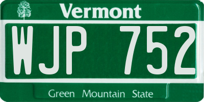 VT license plate WJP752